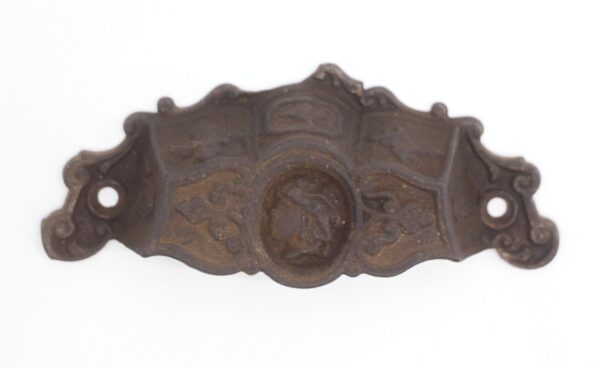 Cabinet & Furniture Pulls - Antique Victorian Cast Iron Lady Face Bin Pull