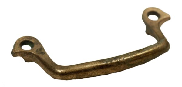 Classic brass drawer pull with a raised bridge shape and two mounting holes.