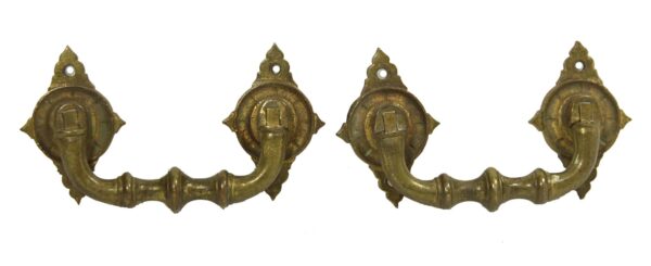 Cabinet & Furniture Pulls - Pair European of Victorian Bronze Bail Drawer Pulls