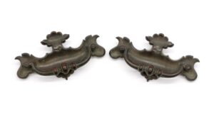 Cabinet & Furniture Pulls - Pair of 5.5 in. Darkened Brass Dresser Drawer Bail Pulls