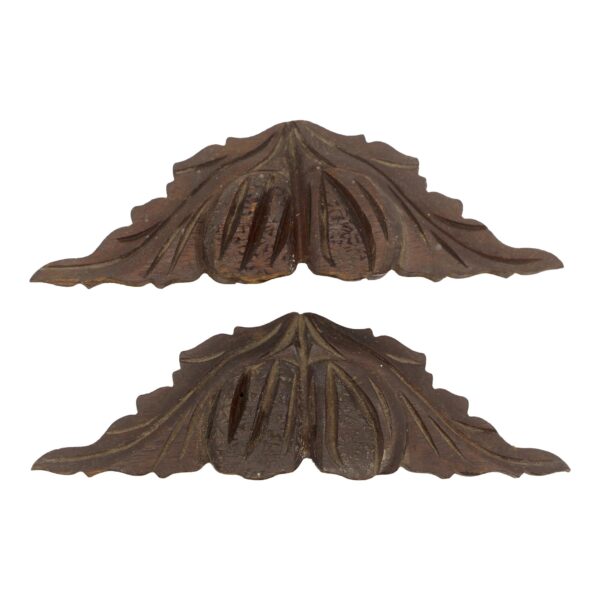 Cabinet & Furniture Pulls - Pair of Antique Carved Wood Dresser Drawer Bin Pulls