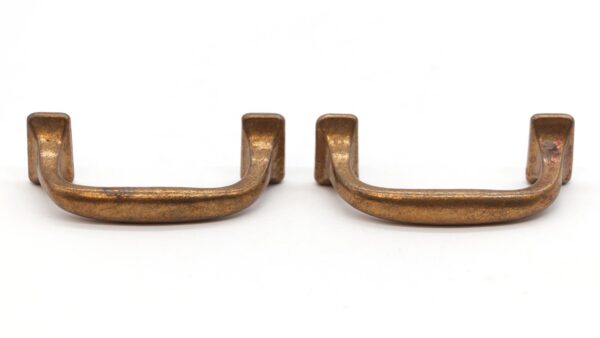 Cabinet & Furniture Pulls - Pair of Vintage 3 in. Copper Plated Brass Curved Bridge Drawer Pulls