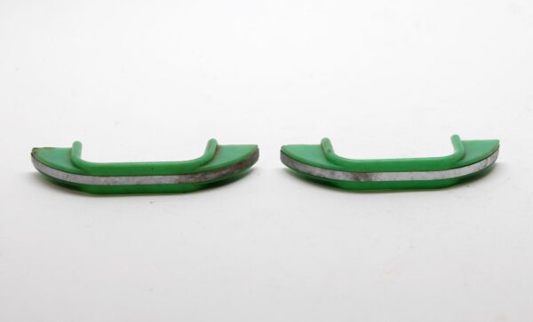 Cabinet & Furniture Pulls - Pair of Vintage 4 in. Green Plastic Art Deco Bridge Drawer Pulls