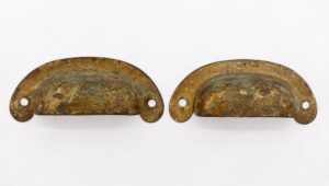 Cabinet & Furniture Pulls - Pair of Vintage Steel Bin Cup 3.5 in. Drawer Pulls