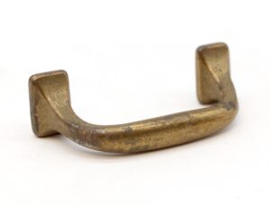 Cabinet & Furniture Pulls - Vintage 3.125 in. Brass Plated Iron Curved Drawer Pull