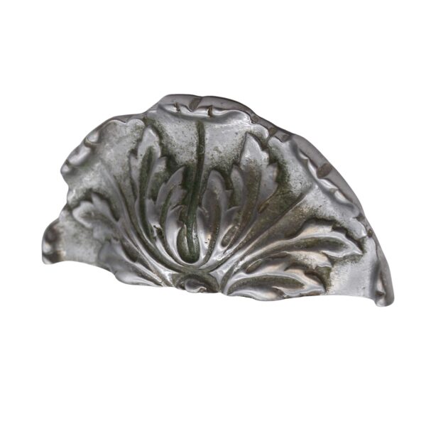 Cabinet & Furniture Pulls - Vintage Acanthus Leaf Nickel Plated Brass Bin Pull