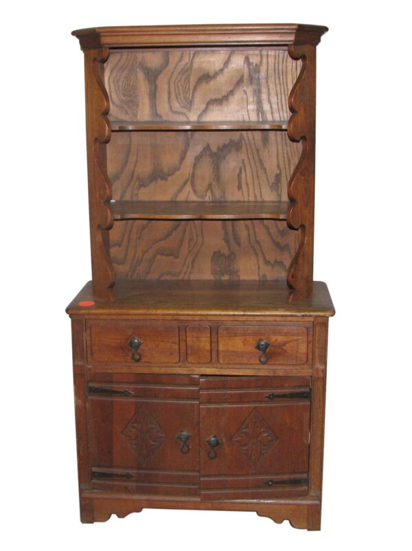 Cabinets - Antique Primitive Oak Hutch Shelf Cabinet