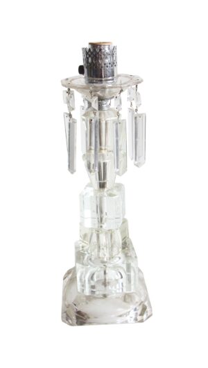 Candelabra Lamps - 1940s Traditional Clear Crystal Vanity Table Lamp