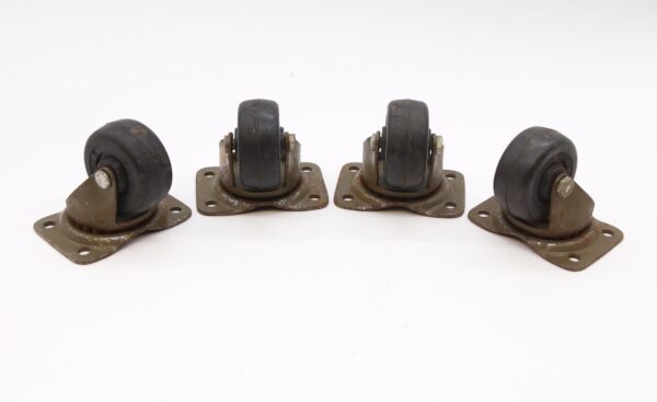 Casters - Set of 4 Vintage Steel & Rubber Wheel Casters