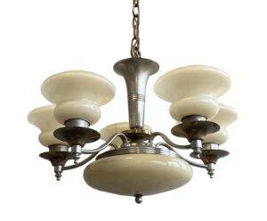 Chandeliers - 5 Arm Art Deco Chandelier with Illuminated Glass Globe