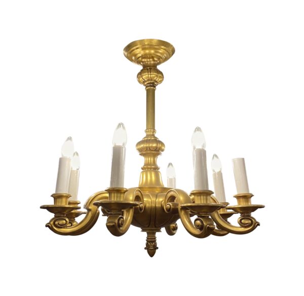 Chandeliers - Antique 1920s Georgian 8 Arm Bronze Chandelier