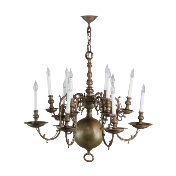 Chandeliers - Antique 6 Arm Bronze Colonial Williamsburg Chandelier