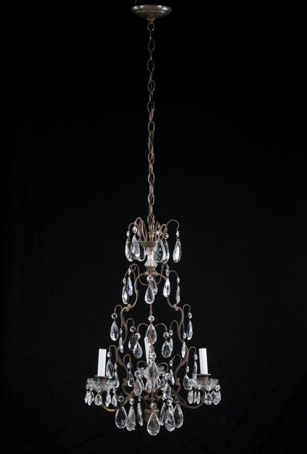 Chandeliers - Antique Bronze & Crystal 3 Arm French Chandelier