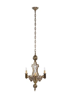 Chandeliers - Antique Bronze Cut Out Gothic 3 Arm Chandelier