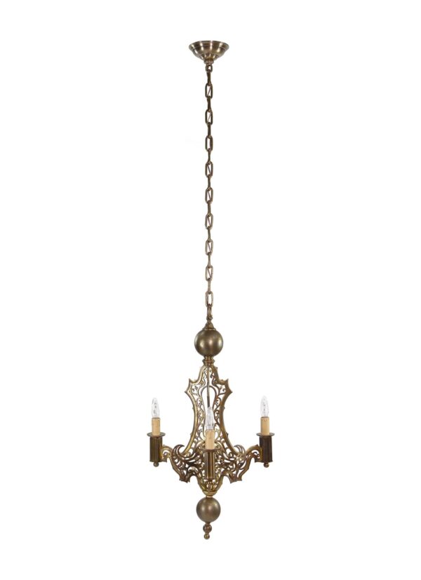 Chandeliers - Antique Bronze Cut Out Gothic 3 Arm Chandelier