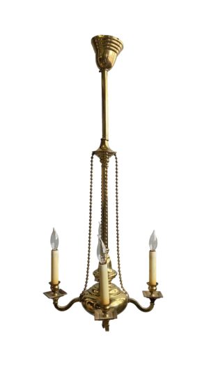 Chandeliers - Antique Four Arm Colonial Brass Chandelier