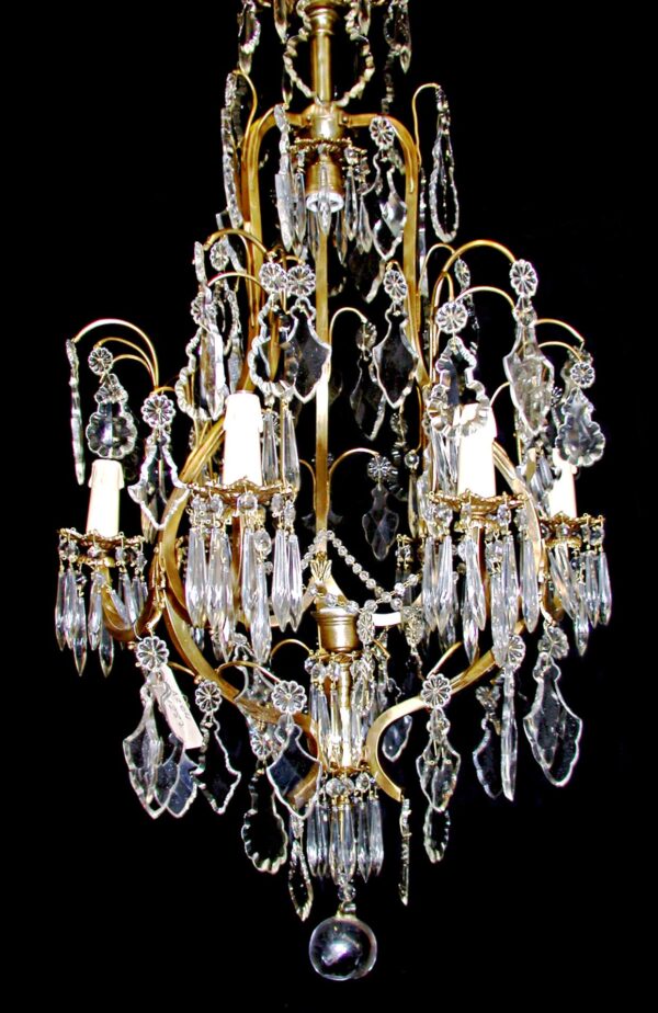 Chandeliers - Antique Italian Multi Tiered 6 Arm Crystal Chandelier