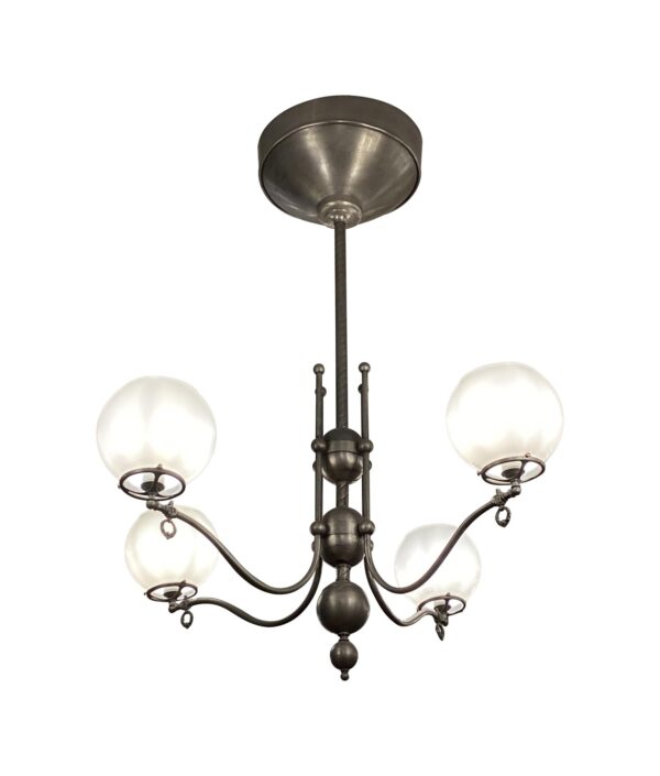 Chandeliers - Contemporary Nickel Four Arm Faux Gas Chandelier