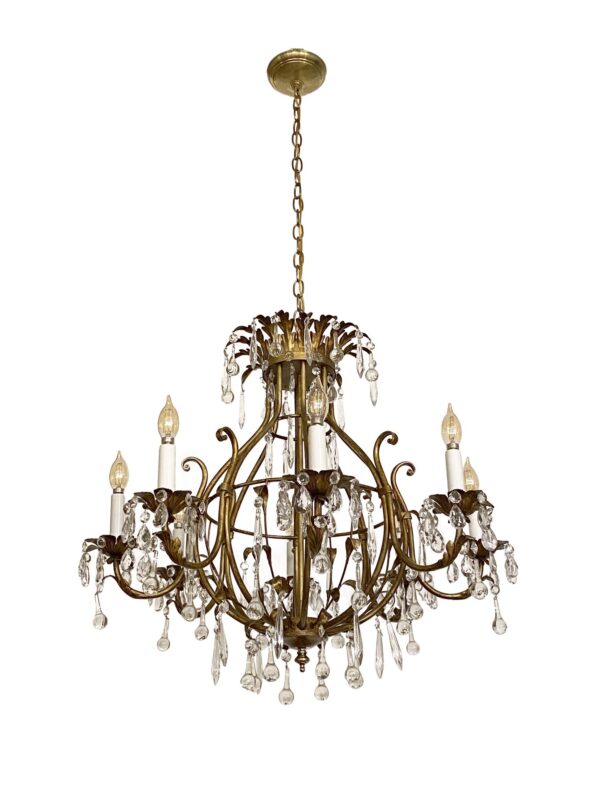 Chandeliers - Florentine Style Crystal & Gilt Metal Chandelier