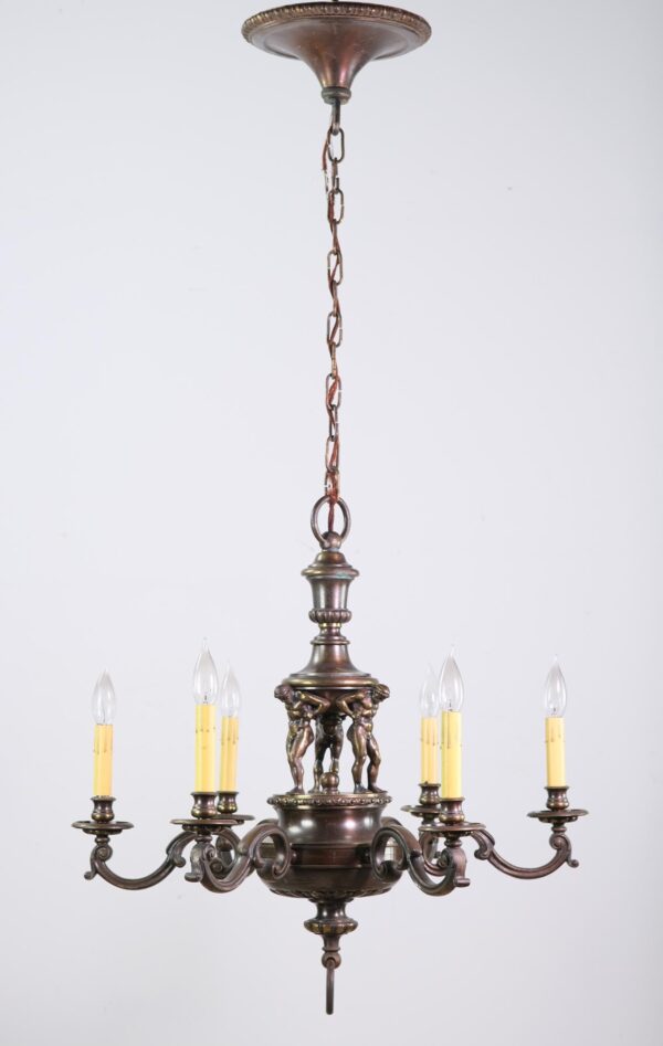 Chandeliers - French Empire Bronze Chandelier with 3 Male Atlas Figures