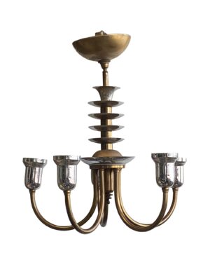 Chandeliers - Jetson Art Deco Nickel & Bronze Chandelier