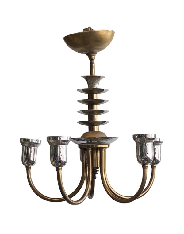 Chandeliers - Jetson Art Deco Nickel & Bronze Chandelier
