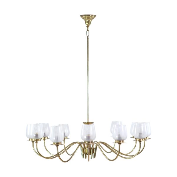 Chandeliers - Mid Century Modern German Made 12 Arm Brass Chandelier
