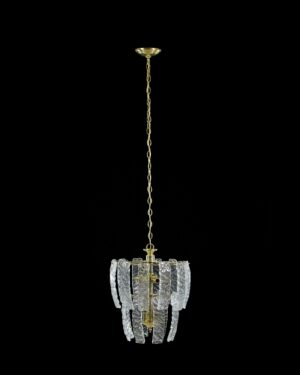 Chandeliers - Modern Brass Plated Steel Cascade Glass Panel Chandelier