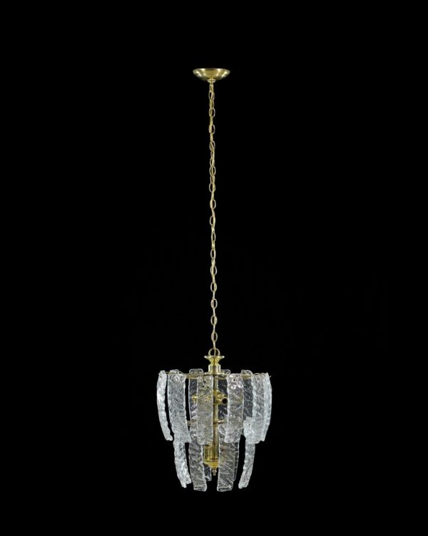 Chandeliers - Modern Brass Plated Steel Cascade Glass Panel Chandelier