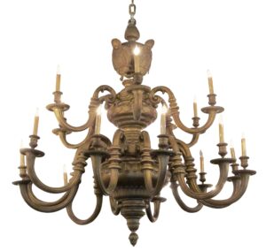 Chandeliers - New York City Seal 5 ft Gilt Bronze Baroque Style Chandelier