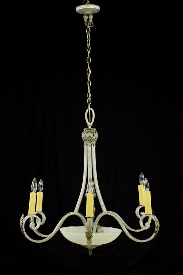 Chandeliers - Traditional Silver Painted Wrought Iron 6 Arm Chandelier
