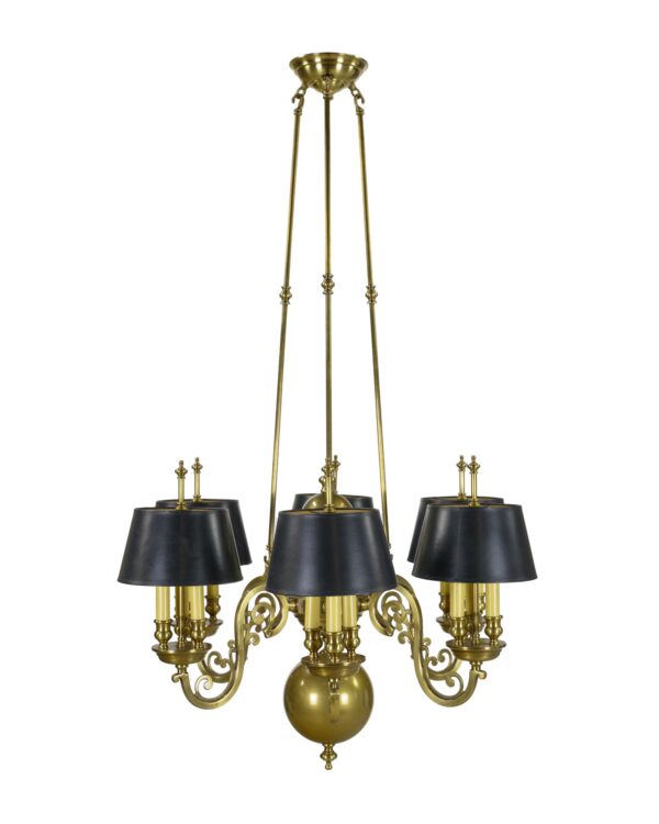 Chandeliers - Victorian Black Shaded 6 Arm 18 Socket Brass Chandelier