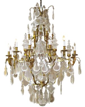 Chandeliers - Victorian Grand Baccarat Finial Crystal & Brass Chandelier
