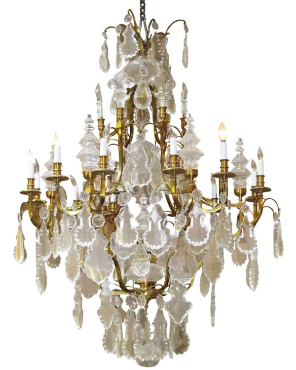 Chandeliers - Victorian Grand Baccarat Finial Crystal & Brass Chandelier
