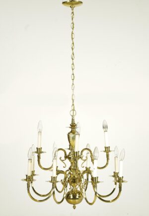 Chandeliers - Williamsburg Two Tier 12 Arm Polished Brass Chandelier