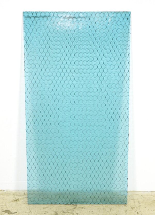 Chicken Wire Glass - Reclaimed Blue Ribbed Chicken Wire Glass Sheet