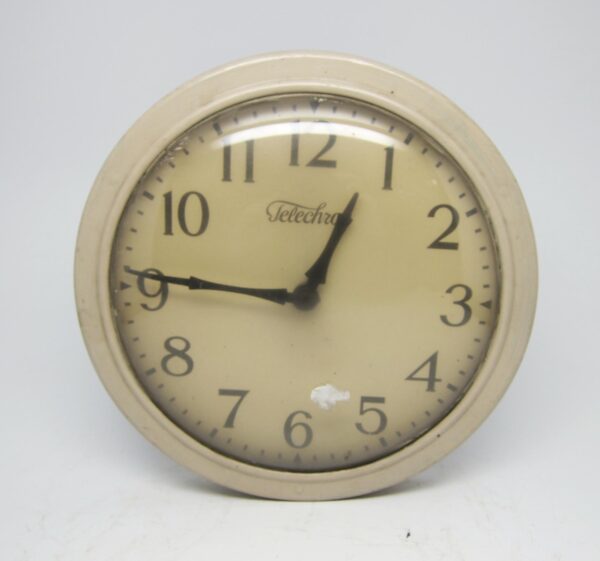 Clocks - Vintage 9.25 in. Tan Wall Telechron School Wall Clock
