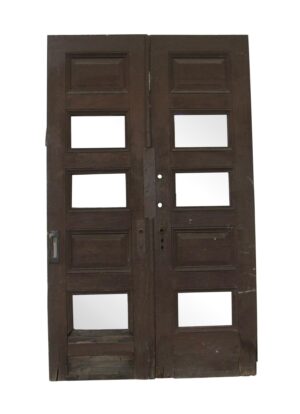 Commercial Doors - Antique 5 Panel Oak Double Doors 88.25 x 53