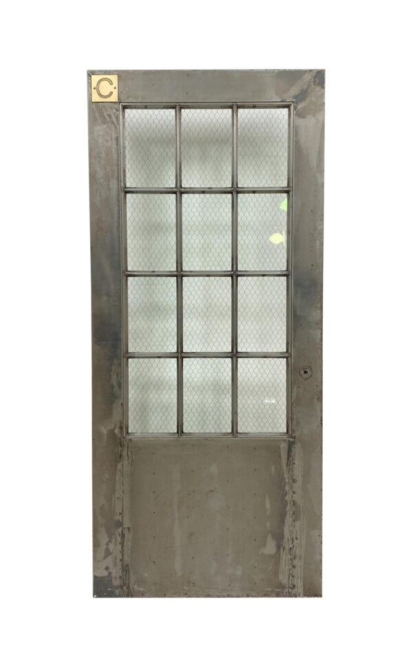 Commercial Doors - Chicken Wire Glass Stripped Steel 12 Lite French Door 82.875 x 36.75