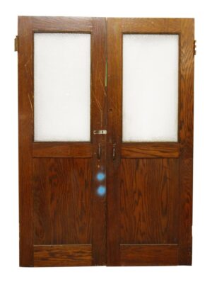 Commercial Doors - Half Vintage Sunburst Glass Oak Doors 68 x 46.5