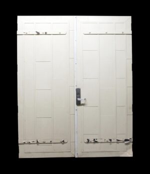 Commercial Doors - Painted White Fire Double Doors with Push Bar 89.75 x 72