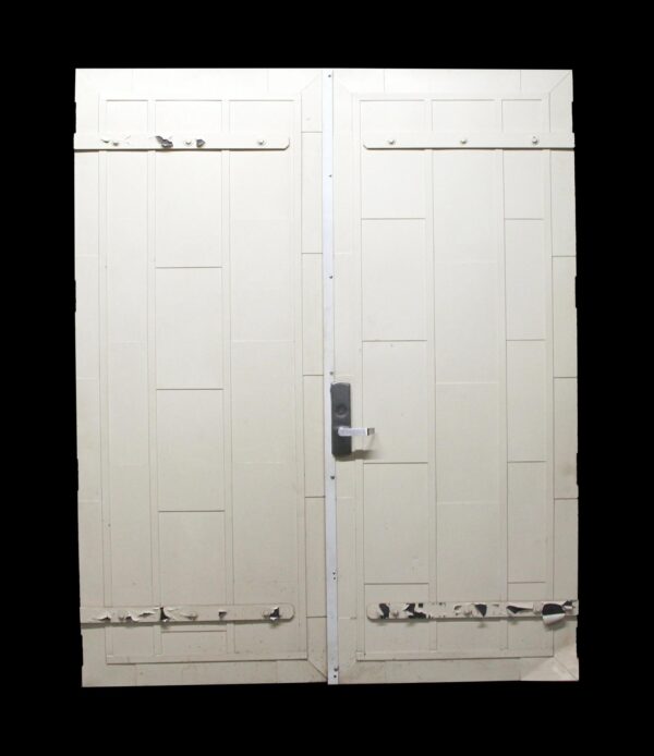 Commercial Doors - Painted White Fire Double Doors with Push Bar 89.75 x 72