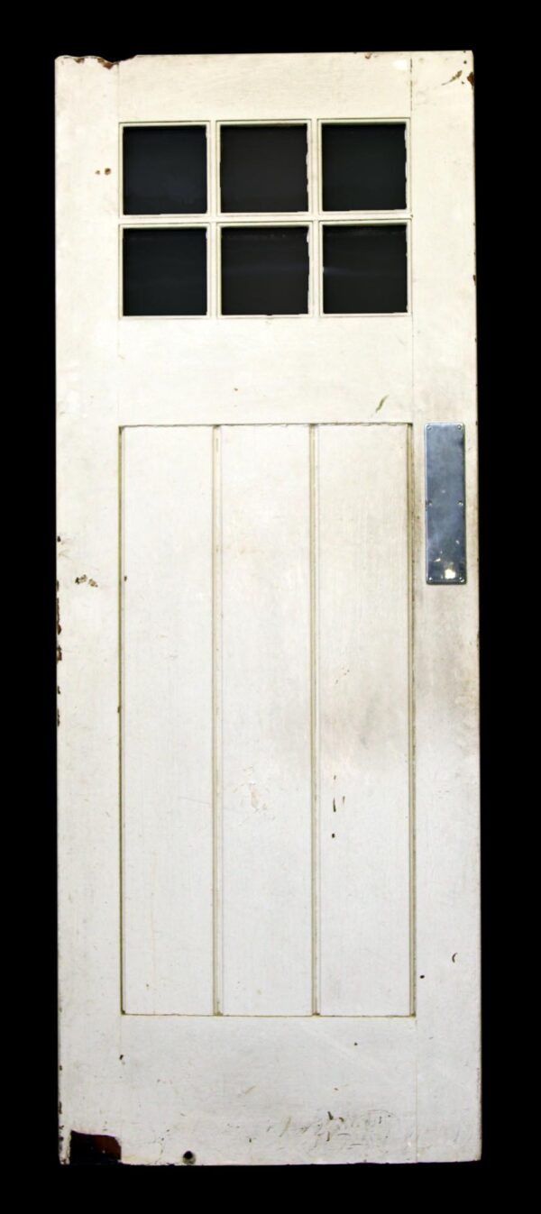 Commercial Doors - Six Glass Pane Swinging Wood Door 83.5 x 31.5