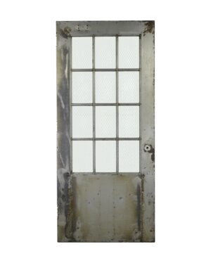 Commercial Doors - Vintage 12 Chicken Wire Glass Lite Steel Commercial Fire Door 82.875 x 36.625