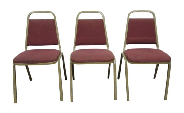 Commercial Furniture - Cushioned Red Stackable Chairs