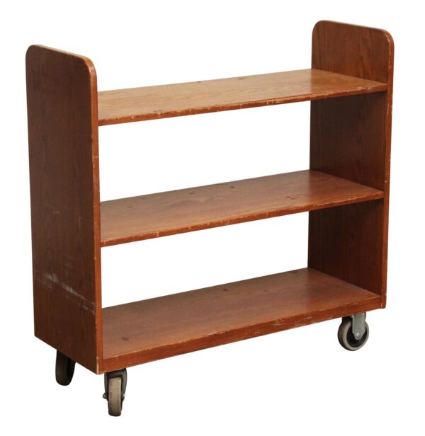 Commercial Furniture - Old Library Book Cart in Dark Stain