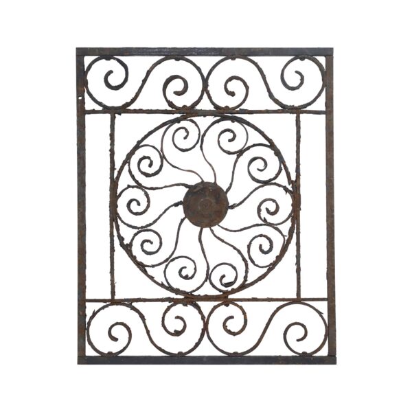 Decorative Metal - Antique 27 x 22 Pinwheel Wrought Iron Panel