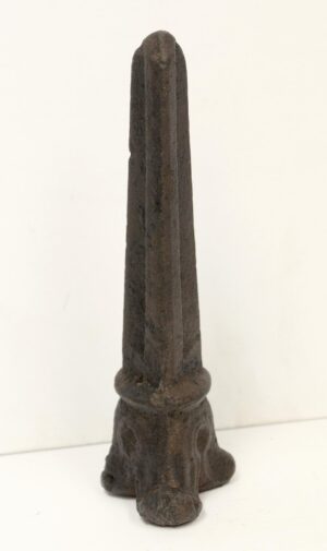 Art Deco cast iron finial with a tall tapered shape and attached base.