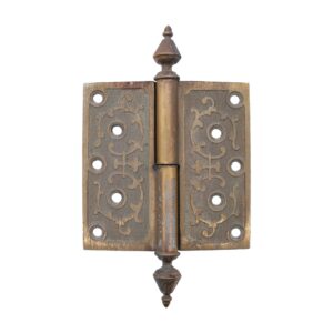 Door Hinges - Antique 4.75 x 4.75 Victorian Bronze Steeple Tip Lift Off Butt Door Hinge