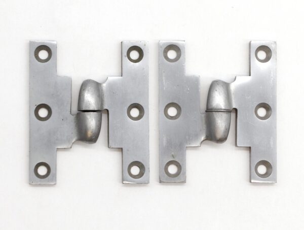Door Hinges - Pair of Vintage 3 x 2.5 Corbin Left Nickel Plated Brass Olive Door Hinges